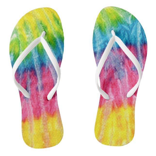 Hippie Style Tie Dye Pattern Flip Flop Sandals (Footbed)