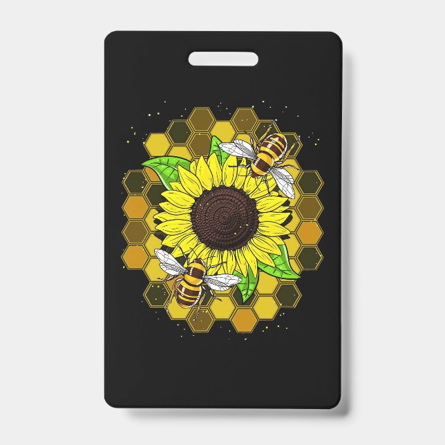 Hippie Sunflower Bees Badge (Front)