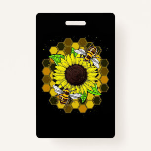 Hippie Sunflower Bees Badge