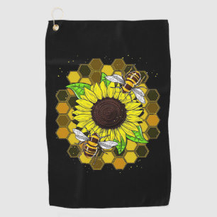 Hippie Sunflower Bees Golf Towel