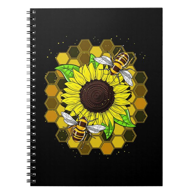 Hippie Sunflower Bees Notebook (Front)