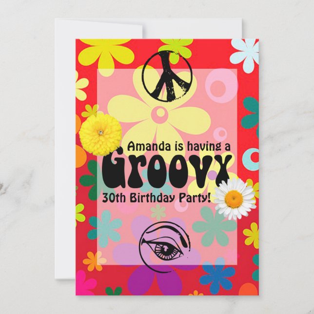 Hippie Themed Party Invitation (Front)