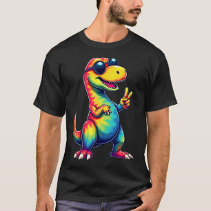Hippie Tie Dye T-rex Dino Peace Sign  T-Shirt