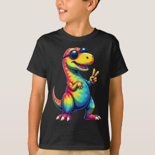Hippie Tie Dye T-rex Dino Peace Sign  T-Shirt