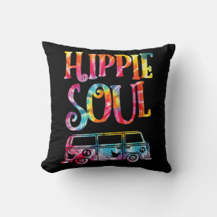 Hippie Tie Dye Van Hippie Soul Throw Pillow