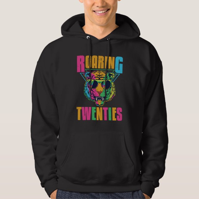 Hippie Tiger Roaring 20s Twenties Animal Hoodie (Front)