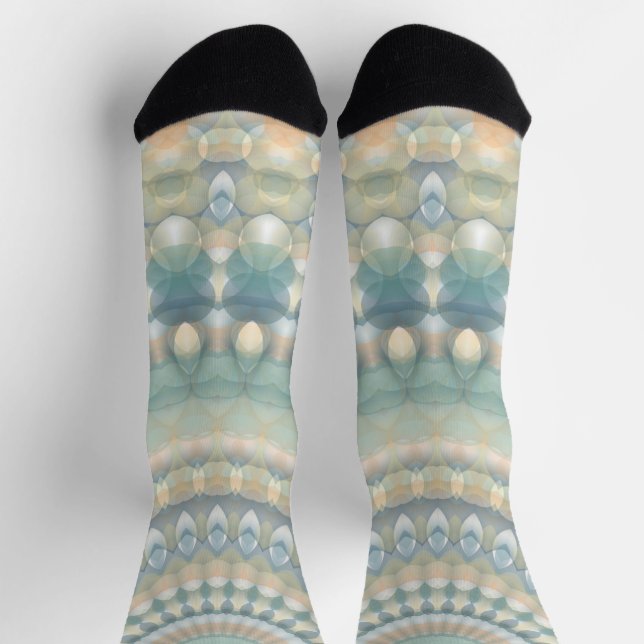 Hippie Trippy Eclectic Pastel Boho Groovy Mandala Socks (Top)