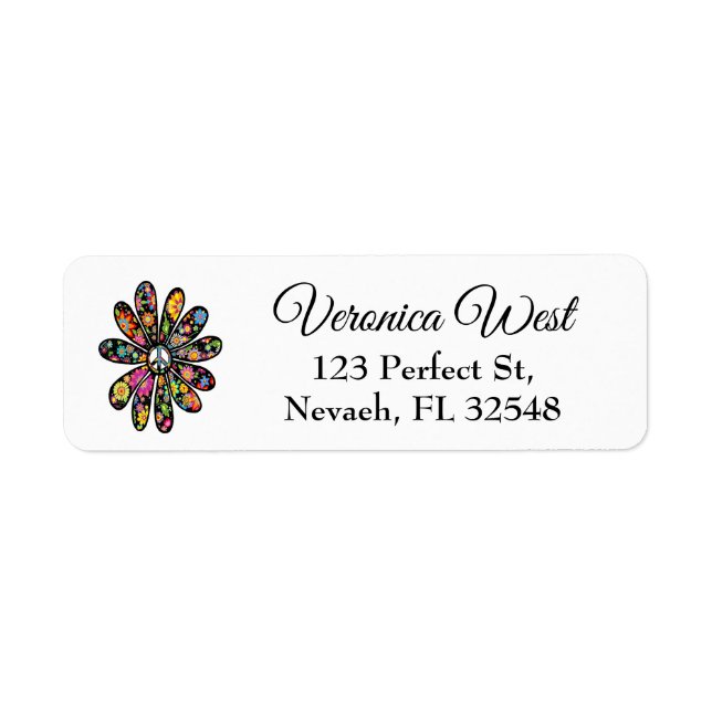 Hippie Trippy Flower Power Peace Sign Floral (Front)