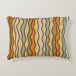 Hippie Trippy Groovy Vertical Stripe 70s Pattern Accent Pillow