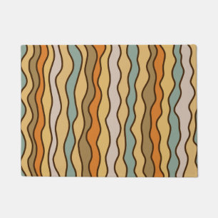 Hippie Trippy Groovy Vertical Stripe 70s Pattern Doormat