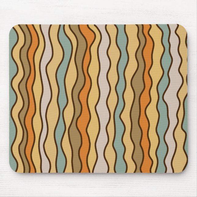 Hippie Trippy Groovy Vertical Stripe 70s Pattern Mouse Pad (Front)