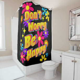 Hippie Typography Dont Worry Be Happy Flowers