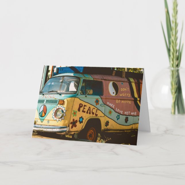 HIPPIE VAN FUNNY GREETING BIRTHDAY greeting CARD (Front)