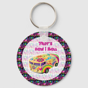 hippie van how i roll keychain
