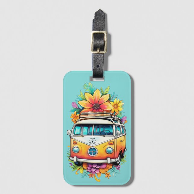 Hippie Van Luggage Tag (Front Vertical)