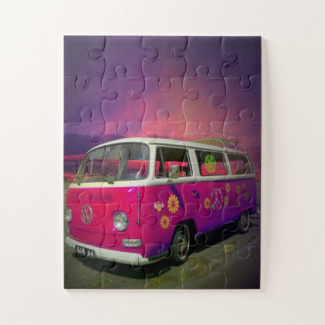 HIPPIE VAN PUZZLE EASY LARGE PEICE JIGSAW PUZZLE (Vertical)