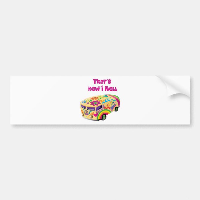 hippie van retro  how i roll bumper sticker (Front)