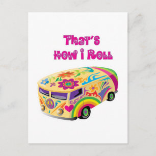 hippie van retro  how i roll postcard