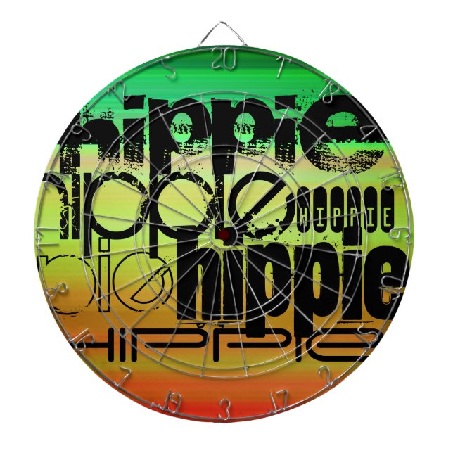Hippie; Vibrant Green, Orange, & Yellow Dartboard (Front)