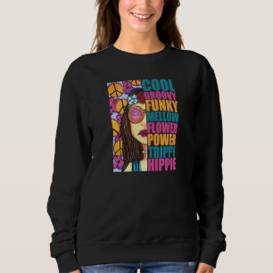Hippie Woman Groovy Chick Pop Aesthetic 70s Retro  Sweatshirt
