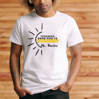 Hippie Yellow Sun Drawing Summer Time for Teachers T-Shirt