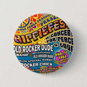 Hippiefest Concert Poster 2 Inch Round Button