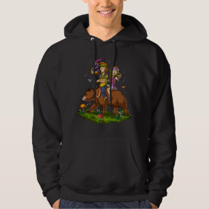 Hippies Riding Bear Hoodie