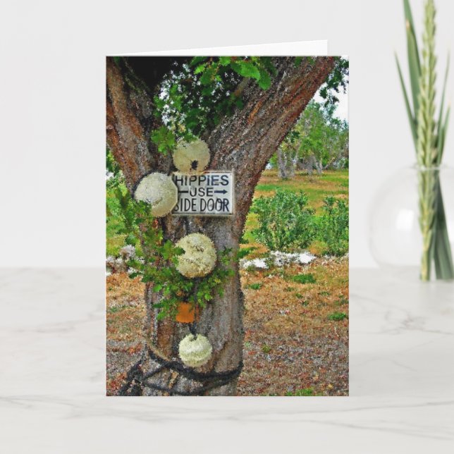 hippies use side door greeting card (Front)
