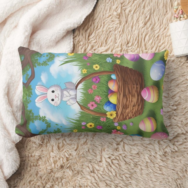 Hippity Hop Bunny Throw Pillow (Blanket)