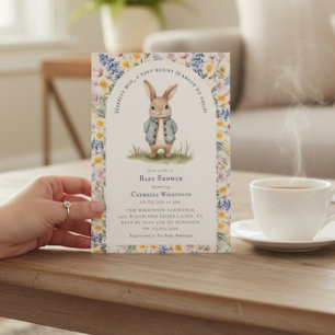 Hippity Hop Watercolor Bunny Baby Shower  Invitation