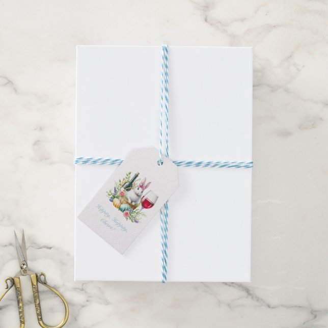 Hippity, Hoppity bunny wine Gift Tag (With Twine)