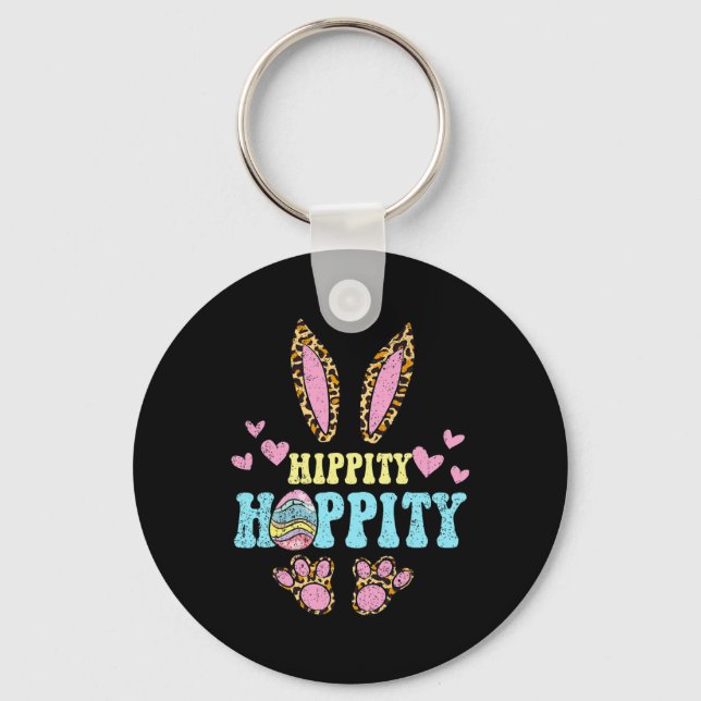 Hippity Hoppity Easter Bunny Egg Hunting Rabbit Sp Keychain (Front)