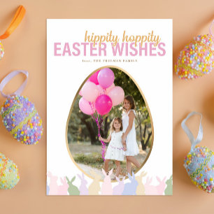 Hippity Hoppity Easter Wishes Personalized Photo  Holiday Card