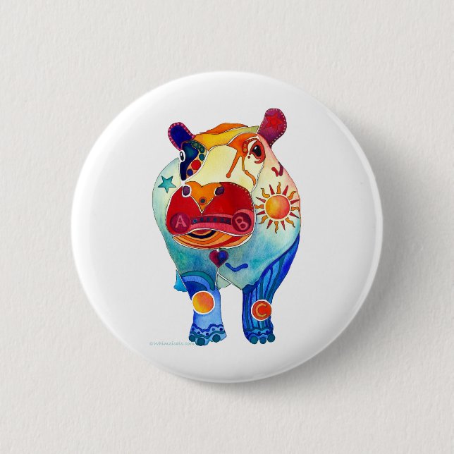 Hippo 2 Inch Round Button (Front)