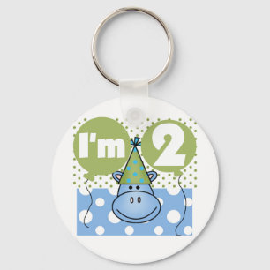 Hippo 2nd Birthday Tshirts and Gifts Keychain