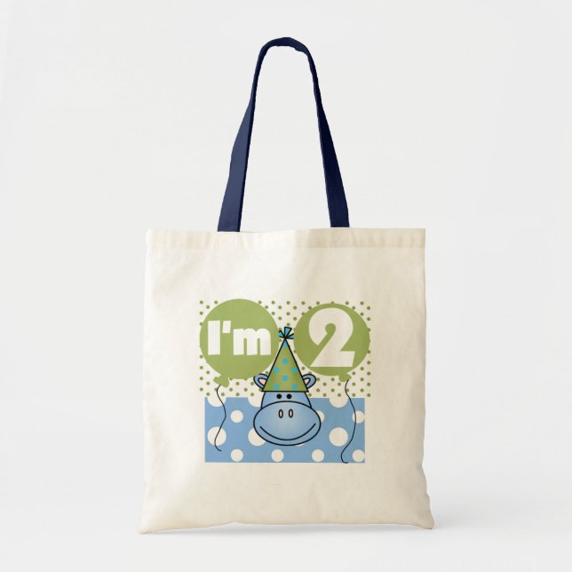 Hippo 2nd Birthday Tshirts and Gifts Tote Bag (Front)