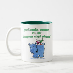 Hippo and Bird Friends Two-Tone Coffee Mug