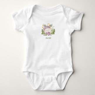 Hippo and Foliage Boy’s Personalized Baby Bodysuit