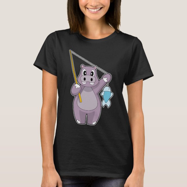 Hippo Angler Fish Fishing T-Shirt (Front)