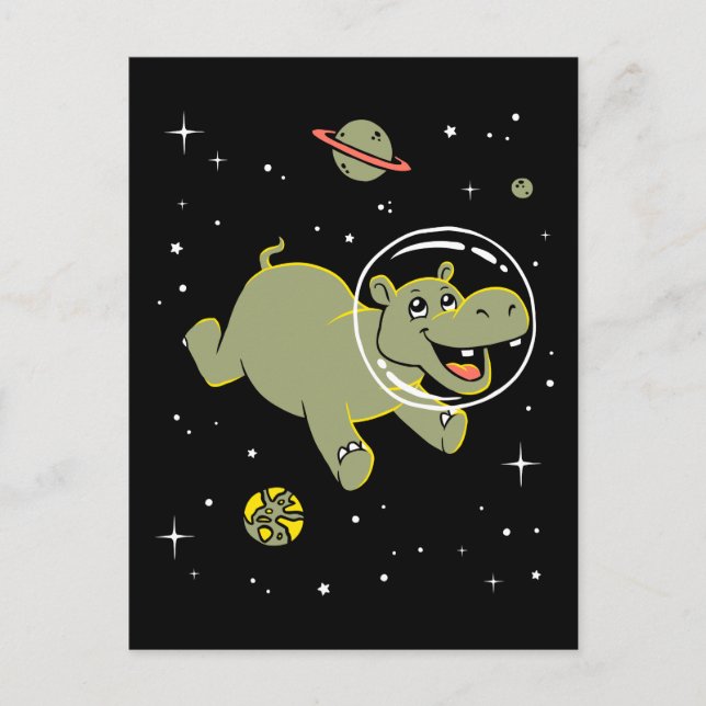 Hippo Animals In Space Postcard (Front)