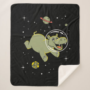 Hippo Animals In Space Sherpa Blanket