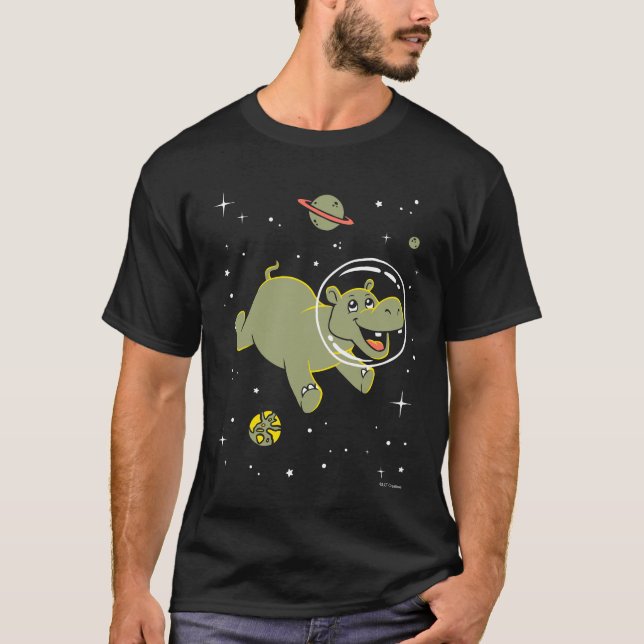 Hippo Animals In Space T-Shirt (Front)