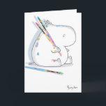 HIPPO ARTIST Birthday Card<br><div class="desc">A boldly artistic hippo paints a birthday greeting.</div>