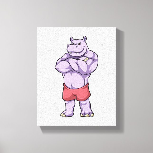 Hippo as Bodybuilder extreme Canvas Print (Front)