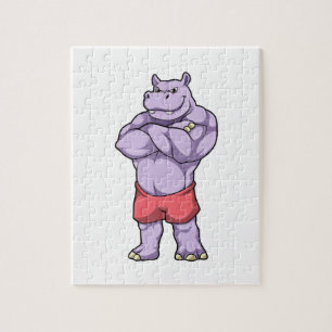 Hippo as Bodybuilder extreme Jigsaw Puzzle