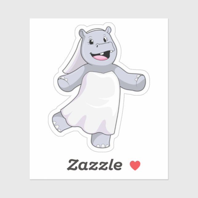 Hippo as Bride with Veil (Sheet)