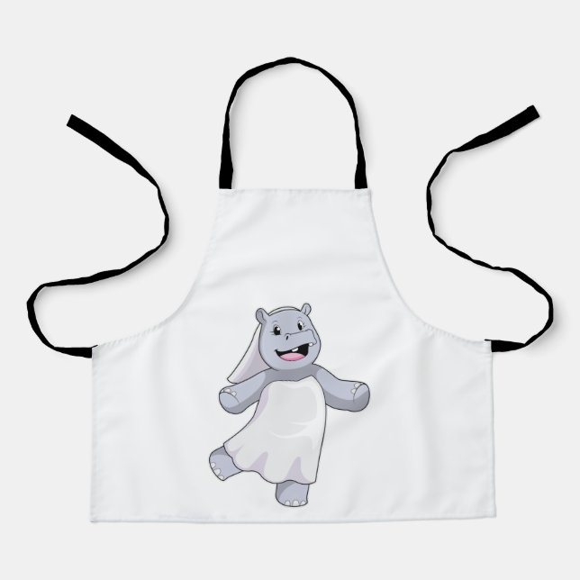 Hippo as Bride with Veil Apron (Front)