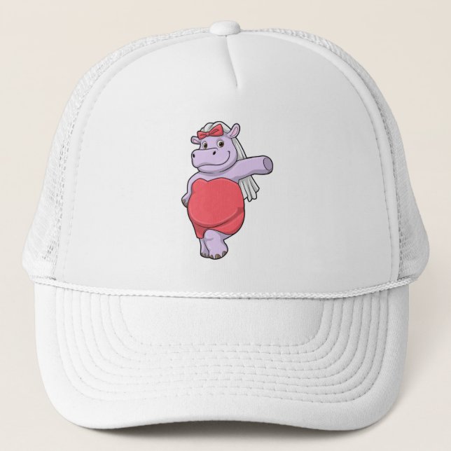 Hippo as Bride with Veil & Bow Trucker Hat (Front)