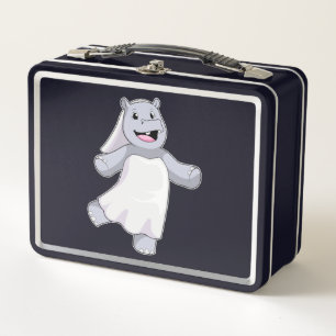 Hippo as Bride with Veil Metal Lunch Box