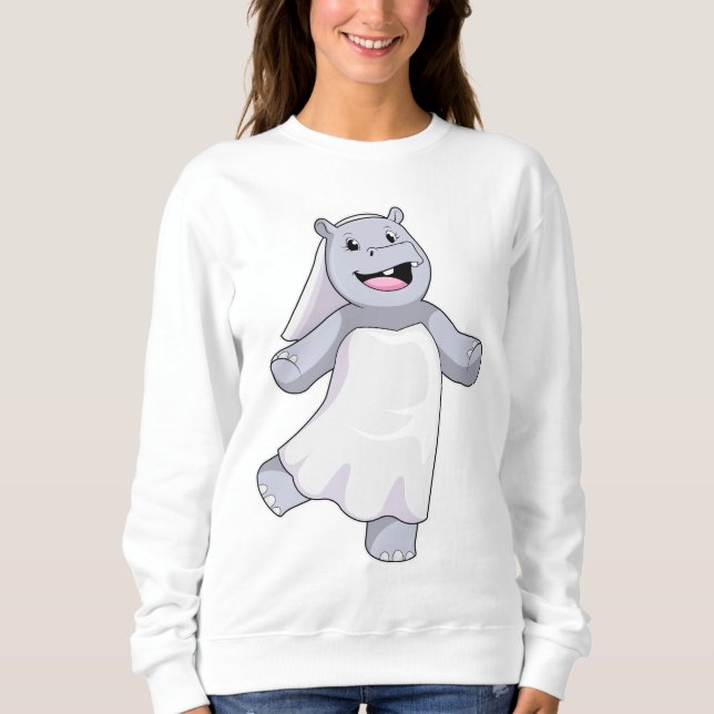 Hippo as Bride with Veil Sweatshirt (Front)